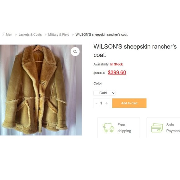 Gorgeous Wilsons Wns Shearling Coat 100% Sherpa Lined Warm Sz L (12) LOW PRICE - Picture 10 of 11